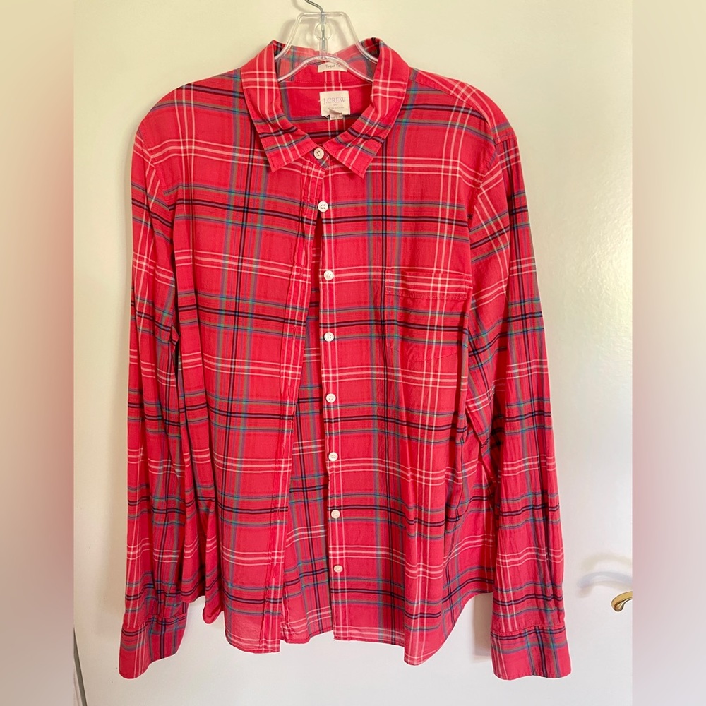 J. Crew Perfect Fit Plaid Button Down Top